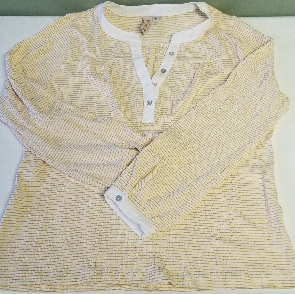 Dolan Anthropologie Yellow Stripe Henley Top E102